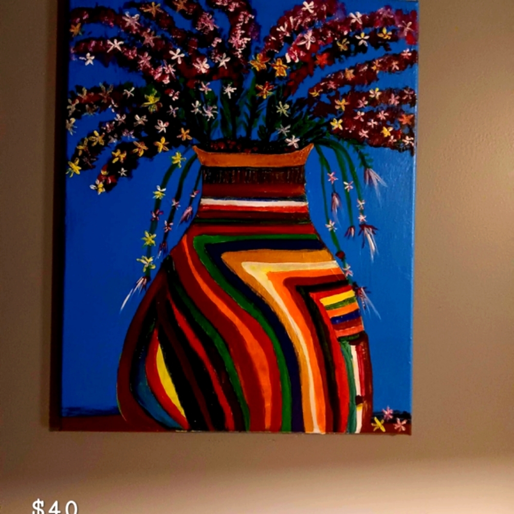 Colorful Floral Vase Painting 16x24